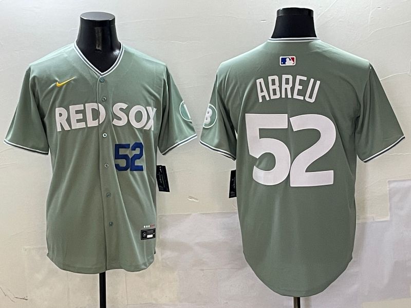 Men Boston Red Sox #52 Abreu Green Joint Name Game Nike 2025 MLB Jersey style 3